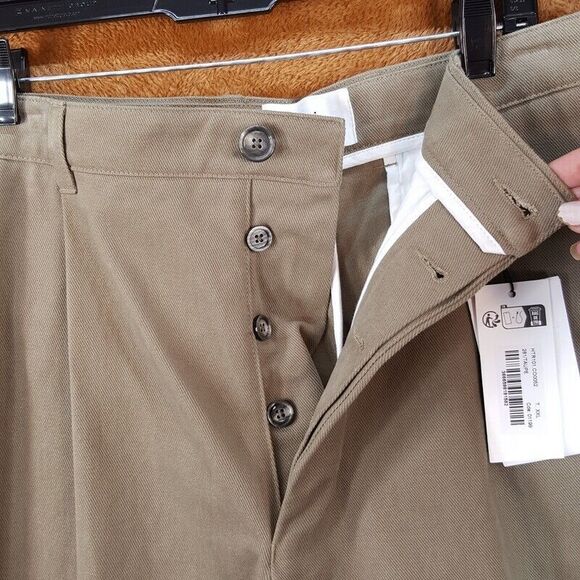 AMI PARIS Mens Pants XL Tan Pleated Tapered Crop Cuff Ankle CARROT Trouser $405 - Picture 4 of 12